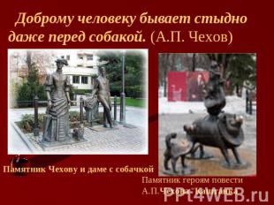 Доброму человеку бывает стыднодаже перед собакой. (А.П. Чехов) Памятник Чехову и