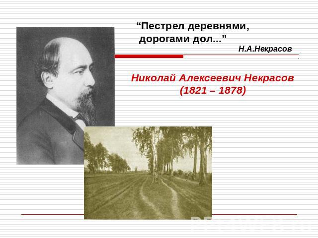 “Пестрел деревнями, дорогами дол...” Н.А.НекрасовНиколай Алексеевич Некрасов(1821 – 1878)