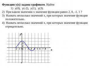 Функция у(х) задана графиком. Найти 1) у(0), у(-2), у(1), у(3).2) При каком знач