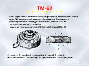 ТМ-62 Мины серии ТМ-62, неокончательно снаряженные представляют собой заряд ВВ,