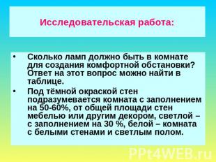 Исследовательская работа: Сколько ламп должно быть в комнате для создания комфор