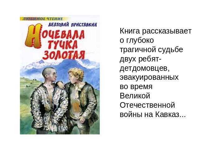 Книга рассказывает о глубокотрагичной судьбе двух ребят-детдомовцев,эвакуированныхво время ВеликойОтечественной войны на Кавказ...