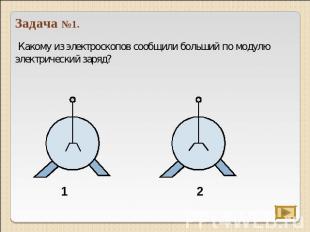 Задача №1. Какому из электроскопов сообщили больший по модулю электрический заря