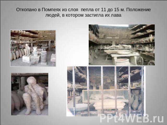 Откопано в Помпеях из слоя пепла от 11 до 15 м. Положение людей, в котором застигла их лава