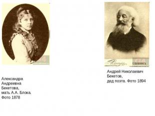 Александра Андреевна Бекетова, мать А.А. Блока. Фото 1878 Андрей Николаевич Беке
