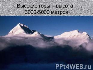 Высокие горы – высота 3000-5000 метров