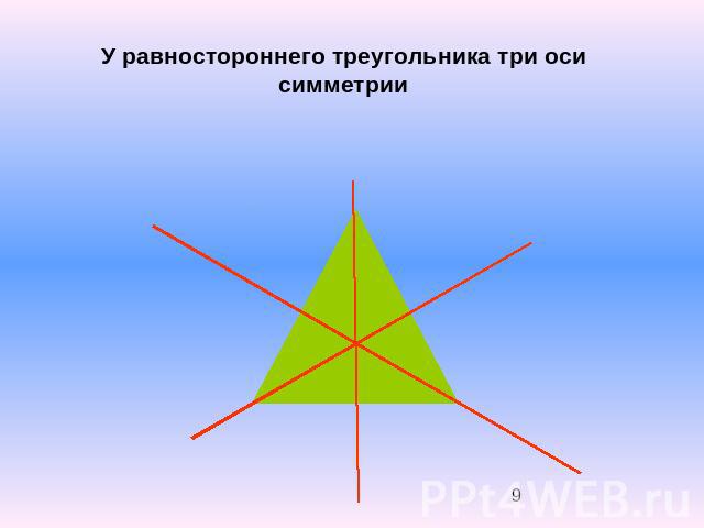 У равностороннего треугольника три оси симметрии