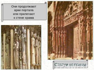 Они продолжаютарки порталаили прилегаютк стене храмаСтатуи-колонны