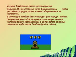 История Тамбовского флага совсем короткая. Ведь ни в 18, ни в 19 веках, когда фо