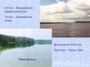 Исток – Валдайская возвышенность.Устье – Каспийское море.Река Волга. Длина реки