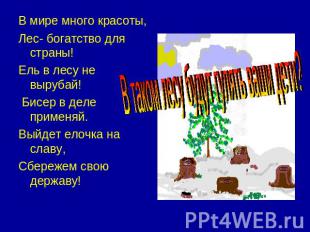 В мире много красоты, Лес- богатство для страны!Ель в лесу не вырубай! Бисер в д