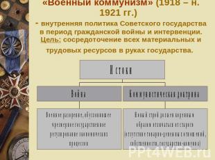 «Военный коммунизм» (1918 – н. 1921 гг.) - внутренняя политика Советского госуда