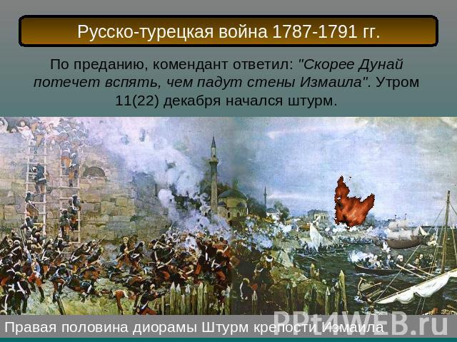 Русско-турецкая война 1787-1791 гг.По преданию, комендант ответил: 