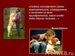 «Собака составляет самое замечательное, совершенное и полезное из всех приобрете