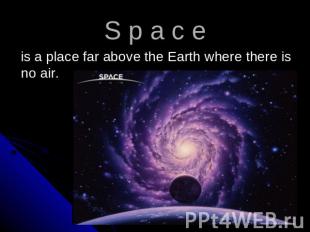 S p a c e is a place far above the Earth where there is no air.