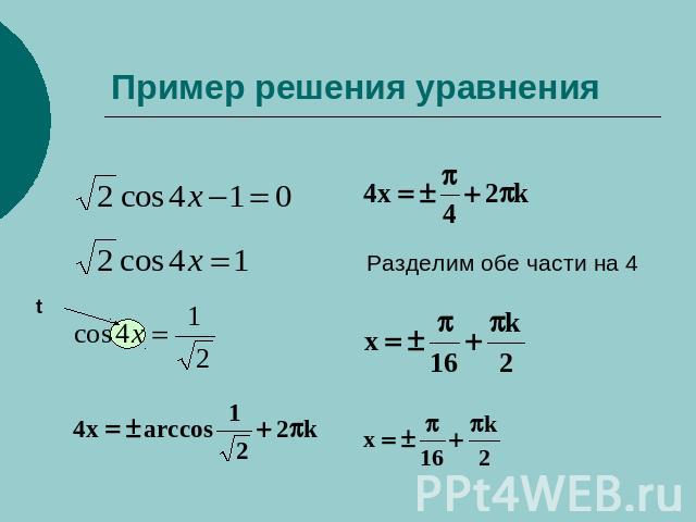 Пример решения уравнения