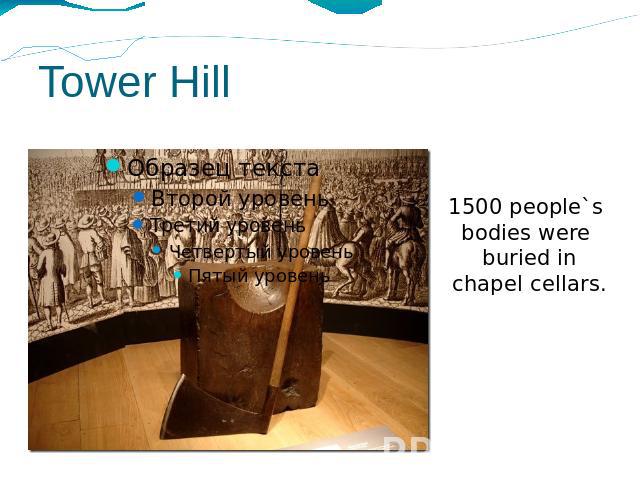 Tower Hill1500 people`s bodies were buried in chapel cellars.
