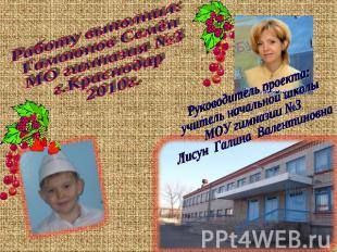Работу выполнил:Гамаюнов СемёнМО гимназия №3г.Краснодар2010г. Руководитель проек