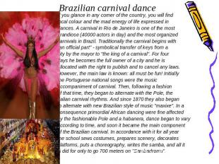Brazilian carnival dance If you glance in any corner of the country, you will fi