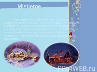 Mistletoe Many people like to decorate their houses with evergreens. Best loved