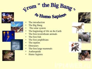 From " the Big Bang" to Homo Sapiens The introductionThe Big Bang The solar syst