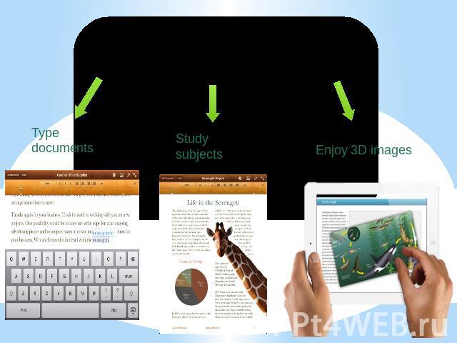 How to use tablets? Type documents Study subjects Enjoy 3D images