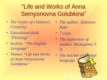 Life and Works of Anna Semyonovna Golubkina