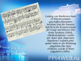 Ludwig van Beethoven hatte 32 Klaviersonaten geschaffen.Besonders berühmt sind d