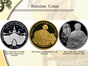 Russian Coins 2005, 3 rubles, silver. The 250th anniversary of Moscow State Univ