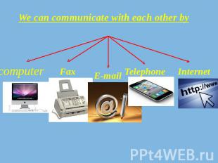 We can communicate with each other by computer Fax E-mail Telephone Internet