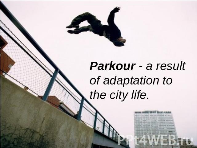 Parkour - a result of adaptation to the city life.