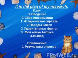 It is the plan of my research.План.ВведениеСбор информацииИсторическая справкаПо