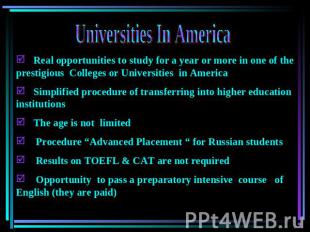 Universities In America Real opportunities to study for a year or more in one of