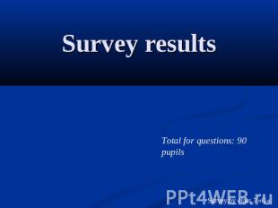 Survey results Total for questions: 90 pupils Survey by class 7 «G»