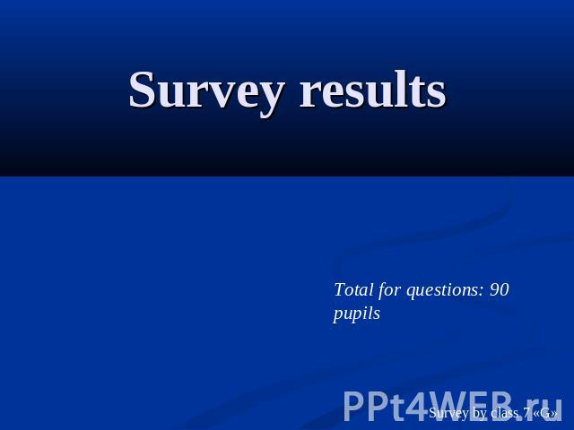 Survey results Total for questions: 90 pupils Survey by class 7 «G»