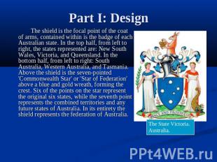 Part I: Design The shield is the focal point of the coat of arms, contained with