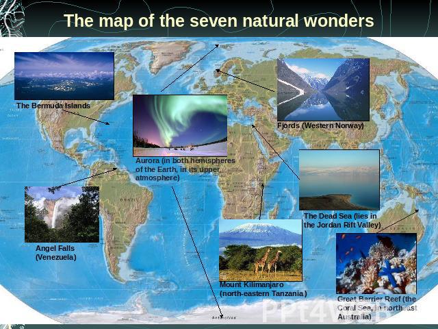 The map of the seven natural wonders