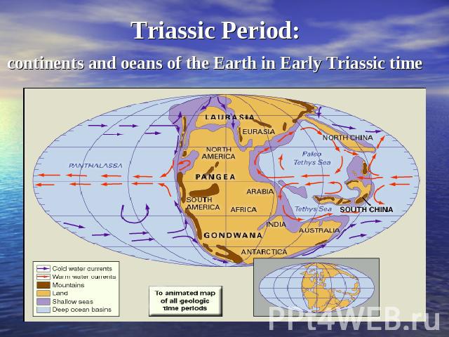Triassic Period: continents and oeans of the Earth in Early Triassic time
