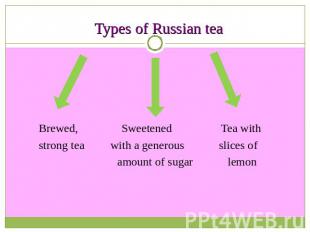 Types of Russian tea Brewed, Sweetened Tea with strong tea with a generous slice