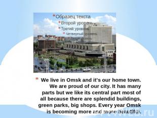 We live in Omsk and it’s our home town. We are proud of our city. It has many pa