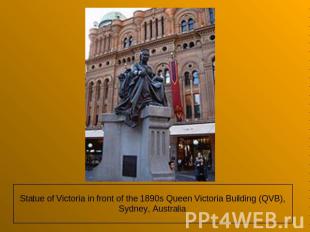 Statue of Victoria in front of the 1890s Queen Victoria Building (QVB), Sydney,