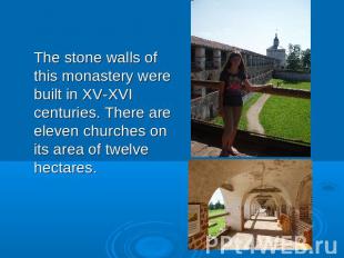 The stone walls of this monastery were built in XV-XVI centuries. There are elev