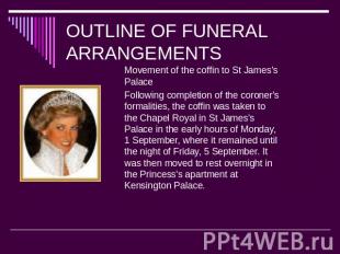 OUTLINE OF FUNERAL ARRANGEMENTS Movement of the coffin to St James's PalaceFollo
