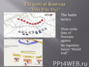 The battle of Hastings“Veni Vidi Vici” The battle tactics Three strike lines of