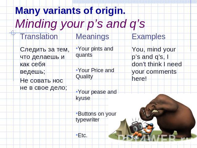 Many variants of origin.Minding your p’s and q’s