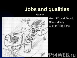 Jobs and qualitiesGamer Good PC and Sound Some Money A lot of Free Time