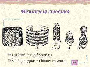 Мезинская стоянка 1 и 2 женские браслеты3,4,5 фигурки из бивня мамонта