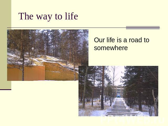 The way to life Our life is a road to somewhere