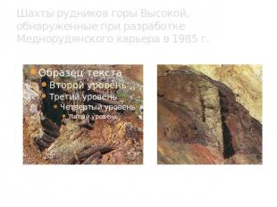 Шахты рудников горы Высокой, обнаруженные при разработке Меднорудянского карьера