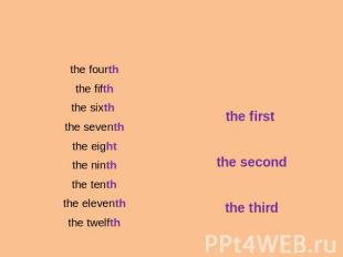 the fourth the fifththe sixth the seventh the eight the ninth the tenth the elev